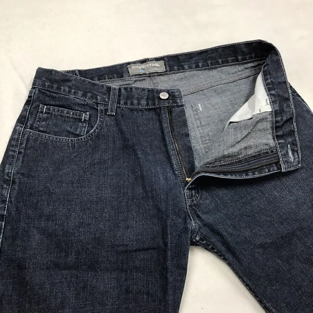 Y2K LEVIS SILVERTAB Boot Fit Jeans Men 36x30 Dark Distressed Made in Mexico '01